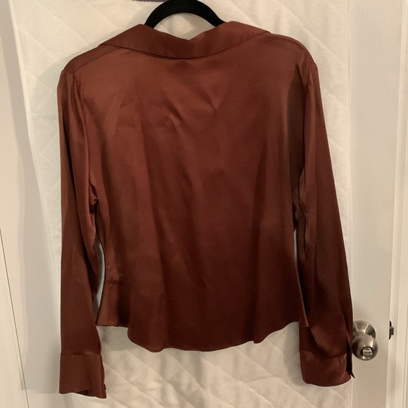 ZARA Satin chocolate brown blouse, never worn - Picture 3 of 3